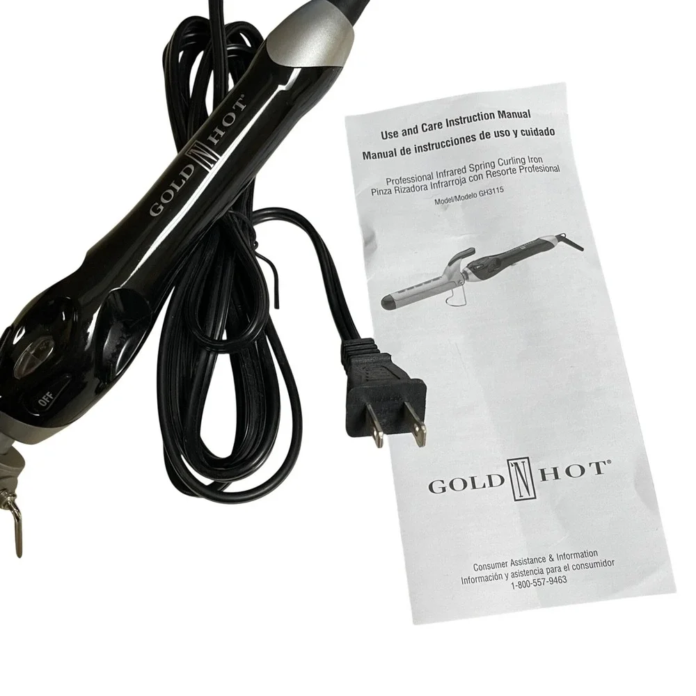 Gold N Hot Professional Infrared‎ Spring Curling Iron GH3115 Black Silver 1 Inch